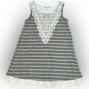 Knitworks Girls Striped Tank Dress with Lace & Beaded Detail Size 7